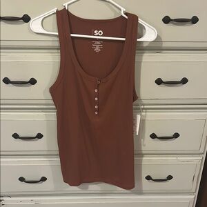 NWT SO Burnt Orange Henley Tank Top